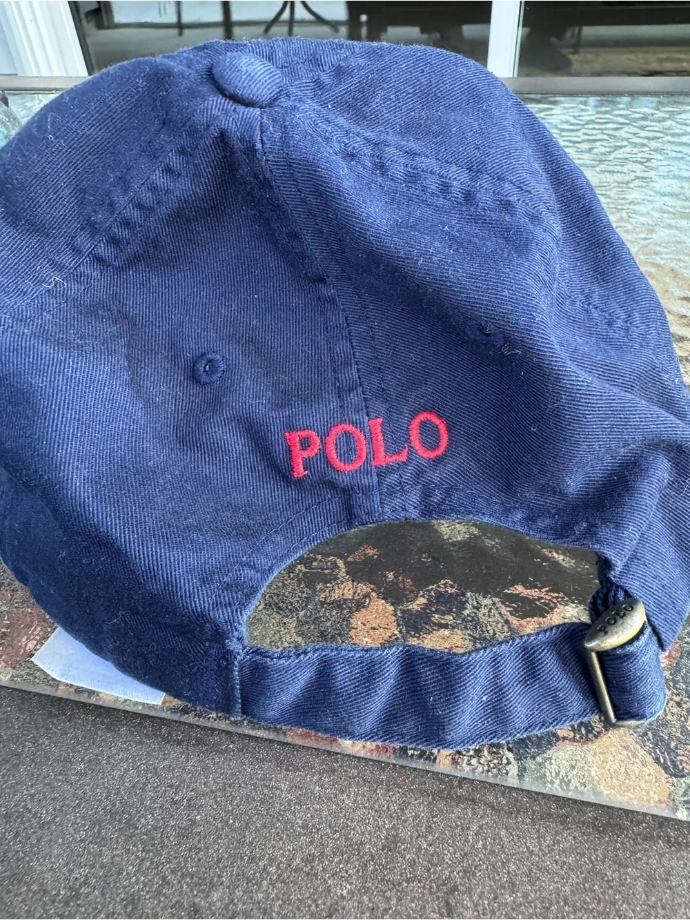 Polo Ralph Lauren Hat Strap Back One Size Navy Blue Red Embroidered Pony Logo - Picture 5 of 8